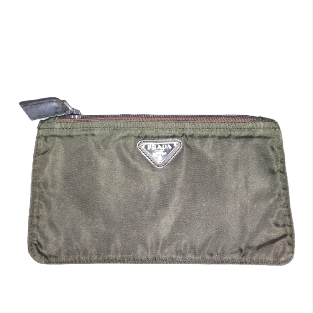 Prada Green Nylon Zip Pouch - Very Good Used Condition